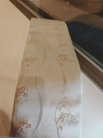 리버서블 남성용 오비 크림색 벚꽃 파도