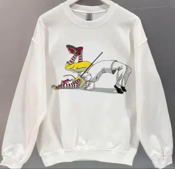 남녀 공용 숙명의 대결 패러디 재미있는 밈 맨투맨 트레이닝복/화이트