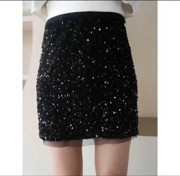 립 서비스 스팽글 블랙 타이트 스커트 S