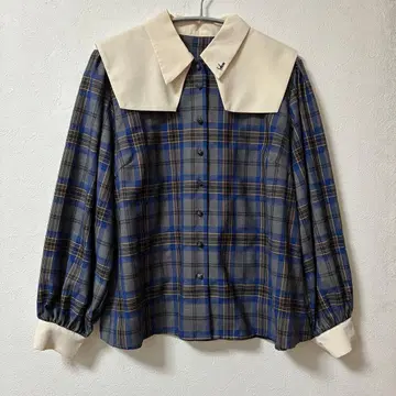 [ 새상품급 ] idem check blouse 블루