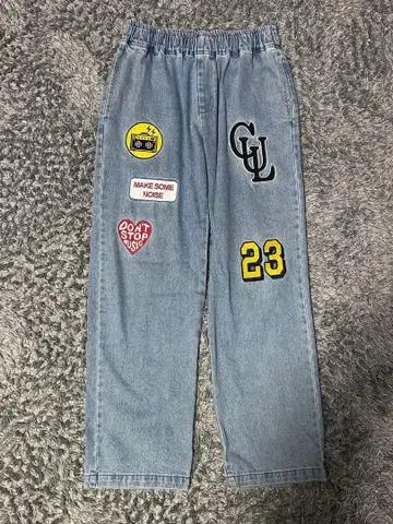 패치워크 디자인 라이트 블루 청바지