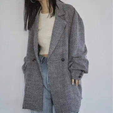feepur [ 셋업 가능 ] 라이트 트위드 더블 오버 자켓