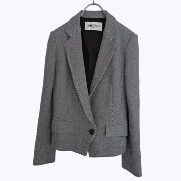 조르주 레쉬 테일러드 자켓 하운드투스 체크 패턴 화이트 블랙 여성용