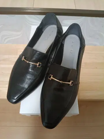 히미코 셔링 로퍼 블랙 26.5 천연 가죽