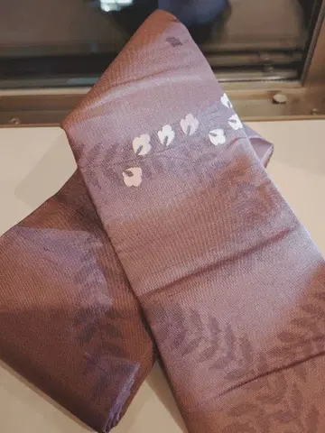 등나무색 잎 무늬 실크 남성용 오비