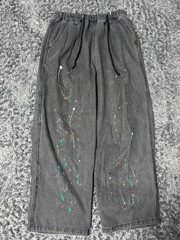 그레이 페인트 스플래쉬 데님 팬츠