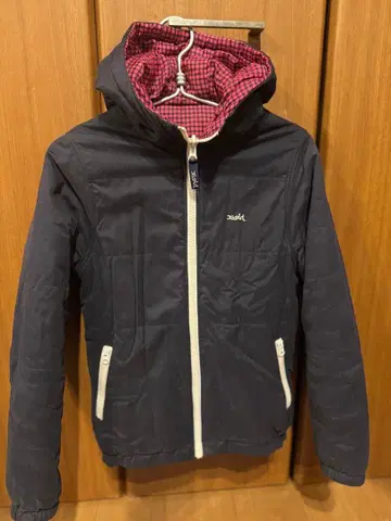 X-girl 리버서블 자켓 네이비/핑크 체크 마마 코트