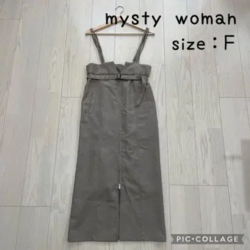 [ 새상품급 ] 미스티우먼 프론트 ZIP 서스펜더 스커트