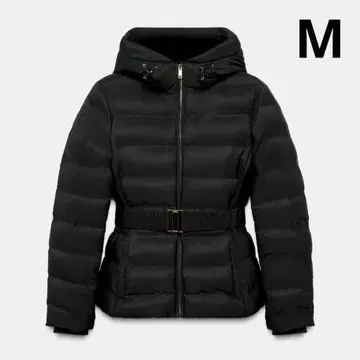 [ 미사용 새상품 ] ZARA 벨트 포함 다운 M 블랙 자켓 블랙