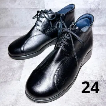 미사용급 타비라쿠 앵클부츠 24 5E 소가죽 레이스업 컴포트
