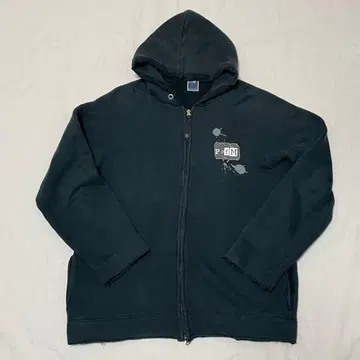 00' PPFM 가공 후드티 Y2K 블랙