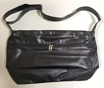 블랙 가죽 숄더백 더블 지퍼