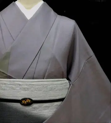 츠무기 호몬기 (이중 기모노) 테라시마 토시오 비둘기 깃털 쥐색 계열