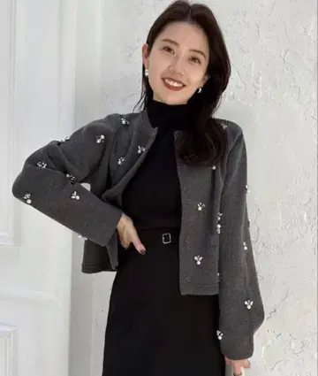 anuans 비쥬 니트 자켓 그레이