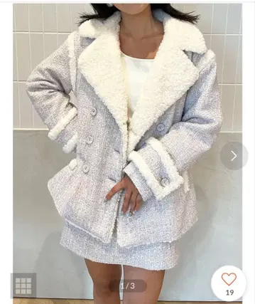 EIMY ISTOIRE 트위드 보아 콤비 오버 자켓