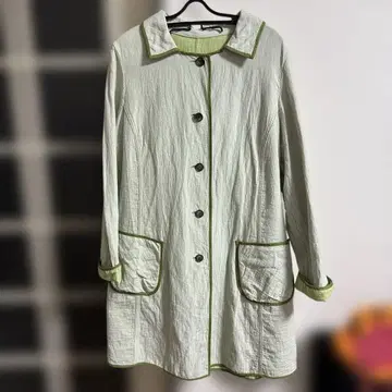 t.b 센소유니코 옐로우 그린 롱 코트 리버서블