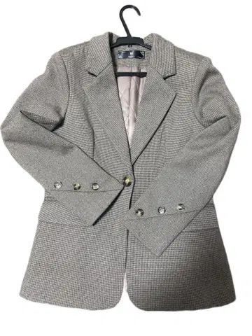 브라운 x 체크 더블 브레스트 자켓