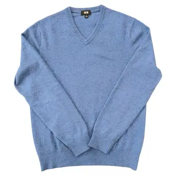 [새상품급] UNIQLO 캐시미어 100% V넥 니트 블루 M 긴팔