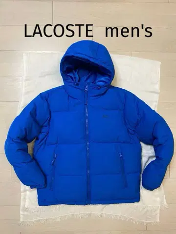 라코스테 남성용 후드 부착 다운 자켓 파랑