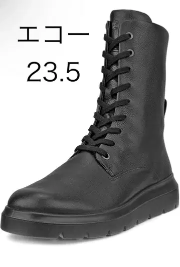 새상품 에코 ecco 가죽 업 부츠 누벨 레이스 통굽 블랙 23.5cm