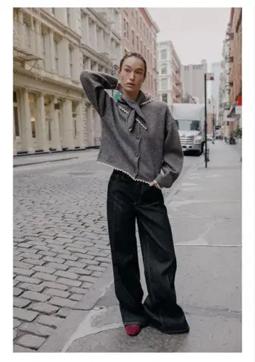 zara 반다나 레이스 니트 가디건