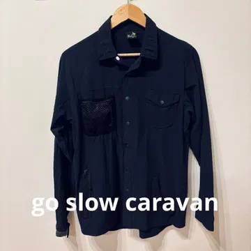 [ go slow caravan ] 네이비 크레이지 패턴 셔츠