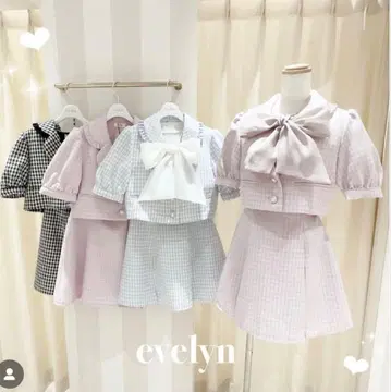 evelyn 체크 프릴 자켓 스커트 셋업 [ 핑크 ]