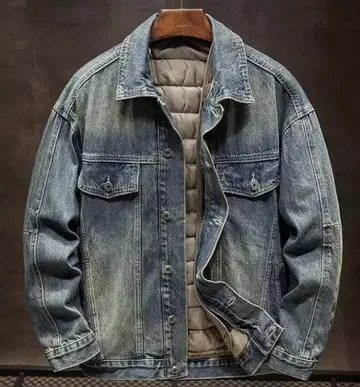 무료배송/미사용 새상품 빅 사이즈 데님 블루 탈부착 가능 충전솜 자켓