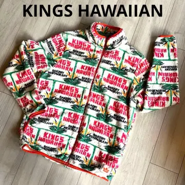 KINGS HAWAIIAN 올 로고 무늬 보아 플리스 집업 자켓
