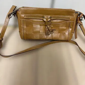 브라운 뜨개질 숄더백