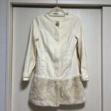 아이보리 플리스 롱 코트