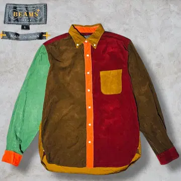 BEAMS+ 코듀로이 패널 버튼 다운 셔츠 L