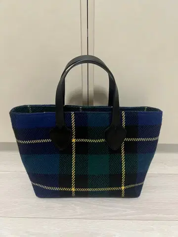 그린 라벨 릴랙싱 울 라이크 2way 체크 토트백