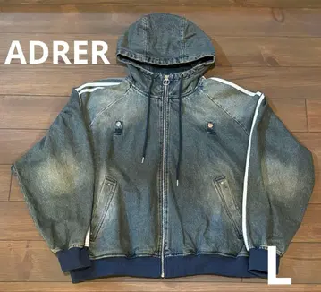 [ ADRER ] 라인 슬리브 트랙 지퍼 후드티 자켓