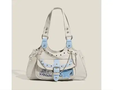 화이트와 스카이블루의 Y2k 토트백