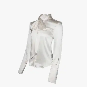 theredthered S satin bow tie blouse