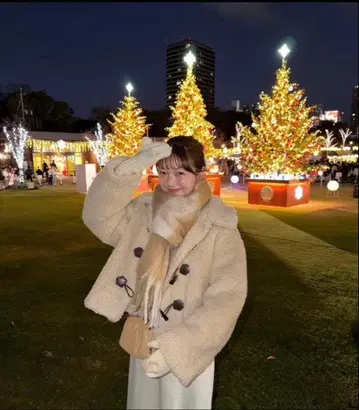 [ 미사용 새상품 ] REMOON 라메 보아 스탠드 자켓 유즈키 아이보리