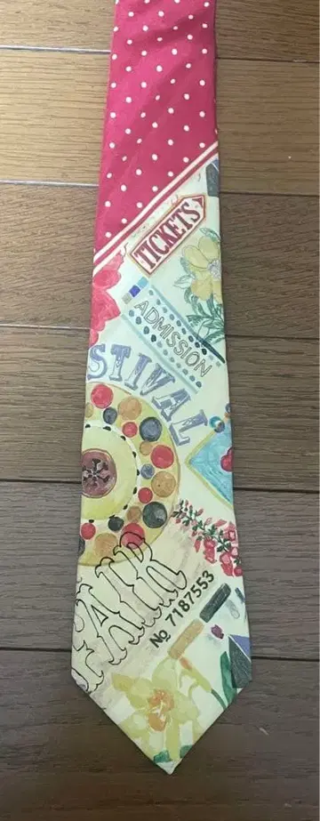 폴 스미스 회화 도트 꽃무늬 넥타이 실크