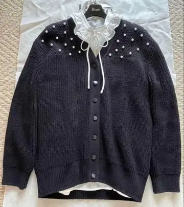 Rene 르네 펄 장식 가디건 36 네이비