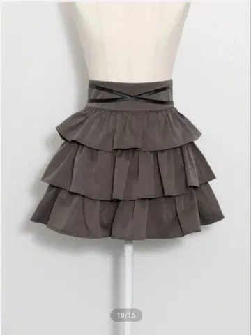 [ pium ] 허리 크로스 티어드 미니 스커트