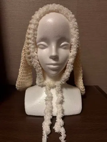 토끼 귀 니트 모자 보닛 장미 보닛 핸드메이드