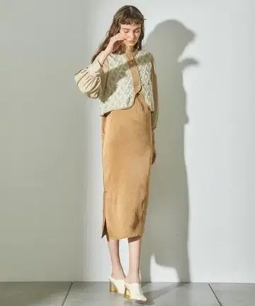 PUBLIC TOKYO 자카드 멀티 레이어 원피스