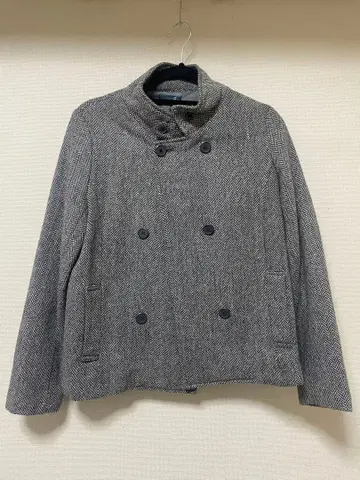 그레이 헤링본 더블 브레스트 자켓