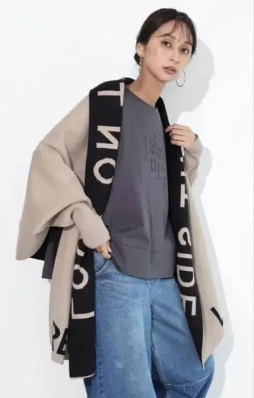 택 포함 새상품 스콧 클럽 로고 리버서블 니트 숄