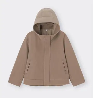 GU 코지 멜톤 숏 후디 코트 L 사이즈 브라운