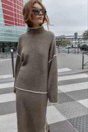 ZARA 니트 셋업 몰 그레이
