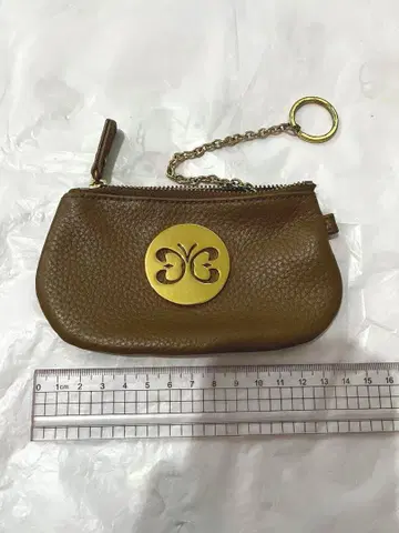 브라운 가죽 코인 케이스 하나에모리 HANAE MORI