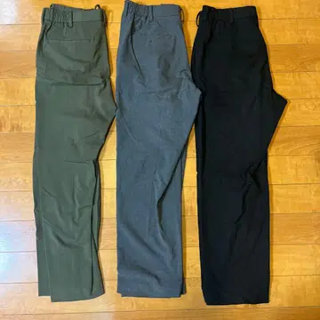 유니클로 턱 와이드 팬츠 3색 세트 (올리브 그레이 블랙)