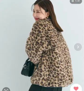 coca 리버서블 레오파드 보아 자켓 M