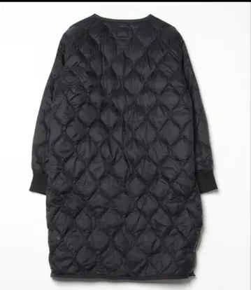 TAION 퀼팅 롱 코트 다운 코트 블랙 밀리터리